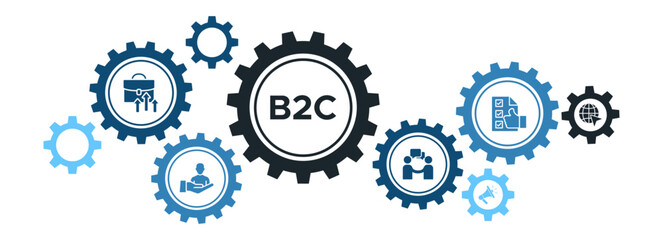 B2C (Business-to-Consumer) Banner Concept: Marketing, Communication, Feedback, and Internet Solutions