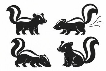 Cute animal squirrel set characters. Squirrel in various poses. Squirrel running, standing, jumping and sleeping. Forest wild animals.
