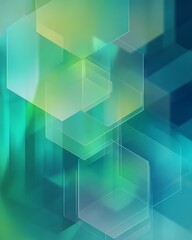 Obraz premium Green to blue gradient with clear hexagon overlay conveys technology and modernity.
