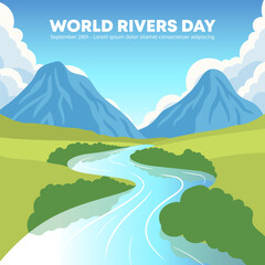 Naklejka premium World Rivers Day design with a clean river flowing