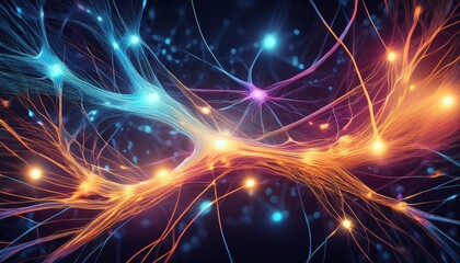 abstract neural connection imagery with vibrant colors and light effects