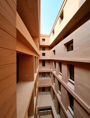 Serene Courtyard View Architecture, Sunlight, and Tranquility