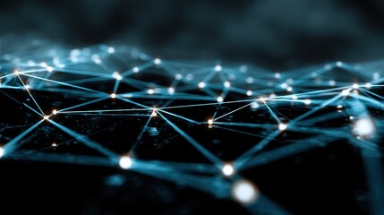 Obraz premium Connected devices communicating over glowing mesh network