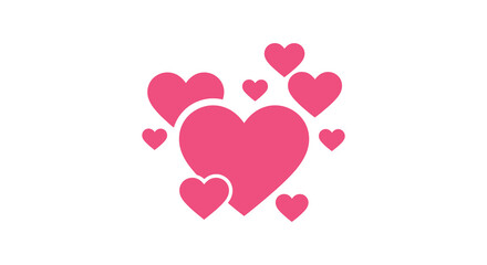 A large pink heart surrounded by smaller pink hearts on a white background