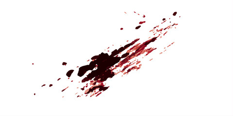 Set of Red blood splashed isolated on white background. Set of blood stains	