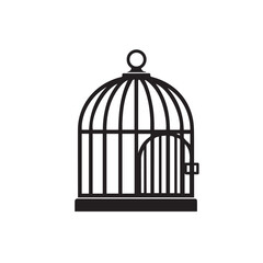Minimalist Birdcage Illustration A Symbol of Confinement and Freedom in Simple Black and White
