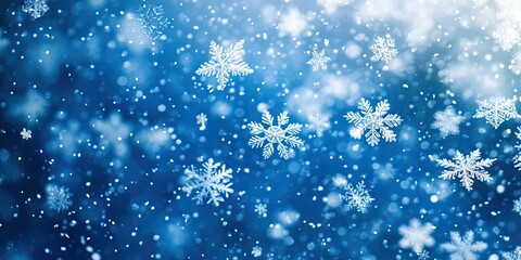 Fototapeta premium Winter snowflakes in a blue backdrop