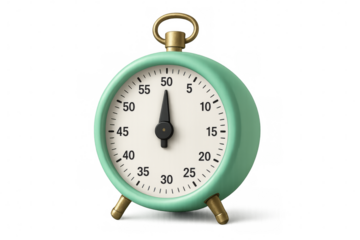Green timer showing almost one minute on transparent background