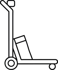Simple outline illustration of a pallet jack, a common tool used for lifting and moving pallets, isolated on a transparent background