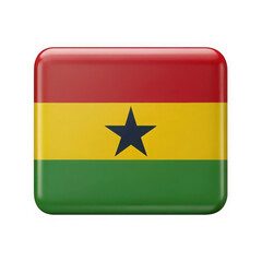 Ghanaian flag emblem with rounded corners isolated on transparent background