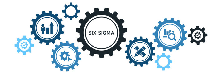 Lean Six Sigma Process Improvement Icon Concept Featuring Define, Measure, Analyze, Improve, and Control Strategies