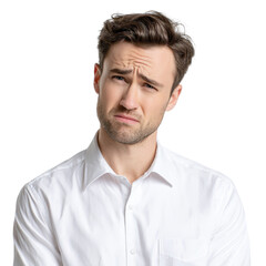 Obraz premium Man with raised eyebrow isoleted on transparent background.