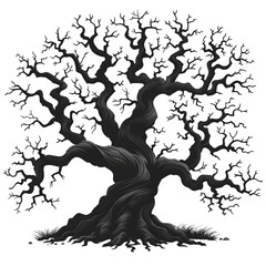 Fototapeta premium Detailed old oak tree drawing high resolution picture