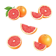 hand painted watercolor set of grapefruit illustrations