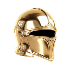 Fototapeta premium Golden medieval helmet with ornate detailing and reflective finish
