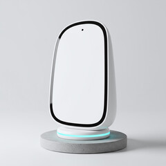 White Minimalist Smart Home Hub Mockup with Blue Light