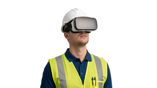 Construction Worker Immersed in Virtual Reality Simulation for Training and Safety