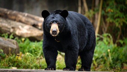 Fototapeta premium 1匹の黒いツキノワグマ。AIで生成