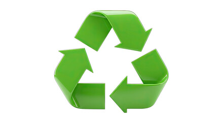 Bright green recycling symbol on a stark black background