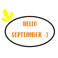 Typography illustration with the text “Hello September.” Greeting cards, social media, banners, calendars, posters.