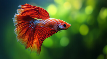 Obraz premium Captivating portrait of a Siamese fighting fish showcasing its vibrant colors and graceful fins in
