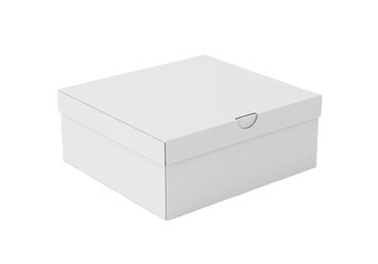 Naklejka premium Plain White Rectangular Box with Lid and Front Notch on Neutral Background