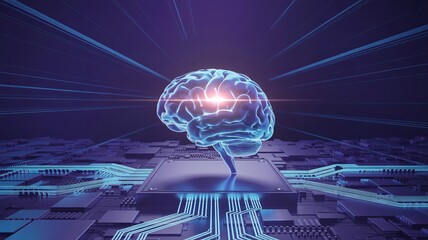 Obraz premium Artificial Intelligence Brainpower Meets Technology