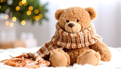 Cute teddy bear with scarf christmas holiday season gift soft toy