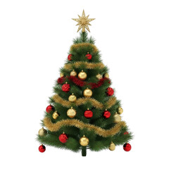 Fototapeta premium Decorated christmas tree isolated on transparent background