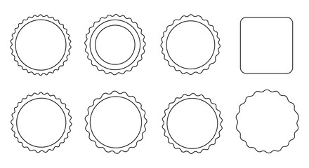 Collection of various blank label and badge templates for design and editing purposes