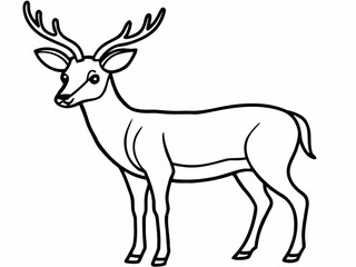 Obraz premium Artistic outline drawing of a majestic stag with large antlers standing gracefully isolated on white background