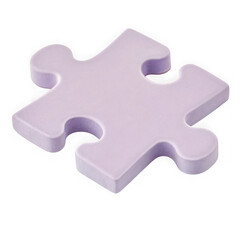 Obraz premium Single light purple puzzle piece isolated on transparent background