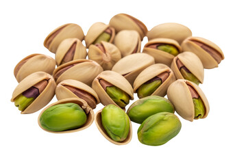Pile of Fresh Pistachios, Shelled and Unshelled, on Black Background