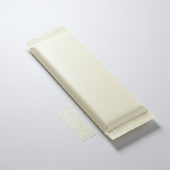 White Blank Chocolate Bar Wrapper Mockup with Torn Piece