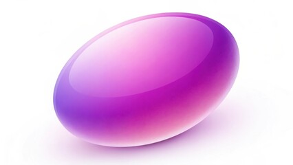 Glossy purple oval shape isolated on white background with smooth gradient