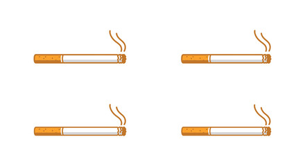 Four cartoon cigarettes with smoke on a plain white background