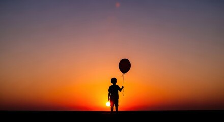 Silhouette of a man in the sunset on the beach
