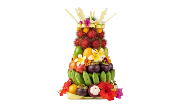Balinese Fruit Offering Isolated on White