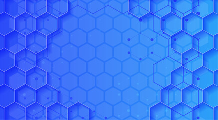Blue Abstract Background with a Futuristic Honeycomb Hexagon Pattern