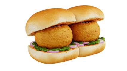 Two Delicious Vada Pav Sandwiches