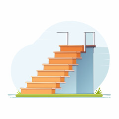 Obraz premium Orange Wooden Pool Stairs Illustration