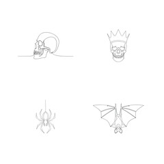 Skull spider bat crown outline