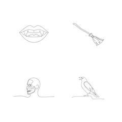Vampire lips skull broom raven fangs skeleton head