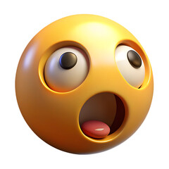 Shocked and surprised yellow emoji face with wide open mouth