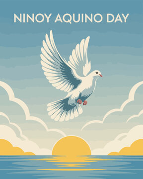 Ninoy Aquino Day Peace Dove and Tribute Illustration