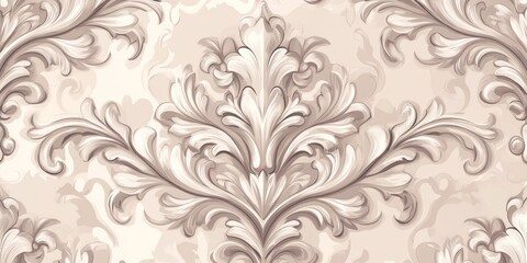 High-resolution shot of a classic damask pattern with soft, muted tones, ideal for elegant, vintage designs.