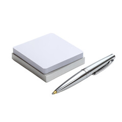 Memo pad with pen isoleted on transparent background .