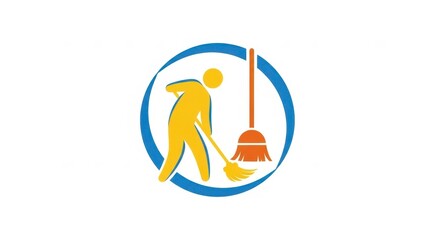 Fototapeta premium Cleaning Service Icon: Professional Janitorial Symbol