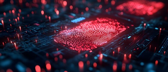 A computer screen with a red fingerprint on it