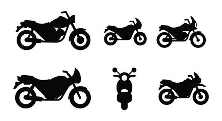 Obraz premium Collection of motorcycle silhouettes in various views and positions